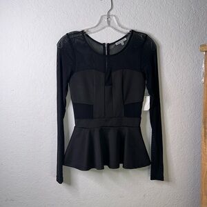 Charlotte Russe - Peplum Black mesh top